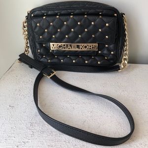 Michael Kors Black quilted studded crossbody